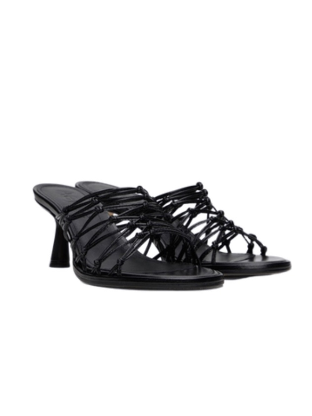 Aeyde Black Knotted Strappy Mid-Heel Sandals